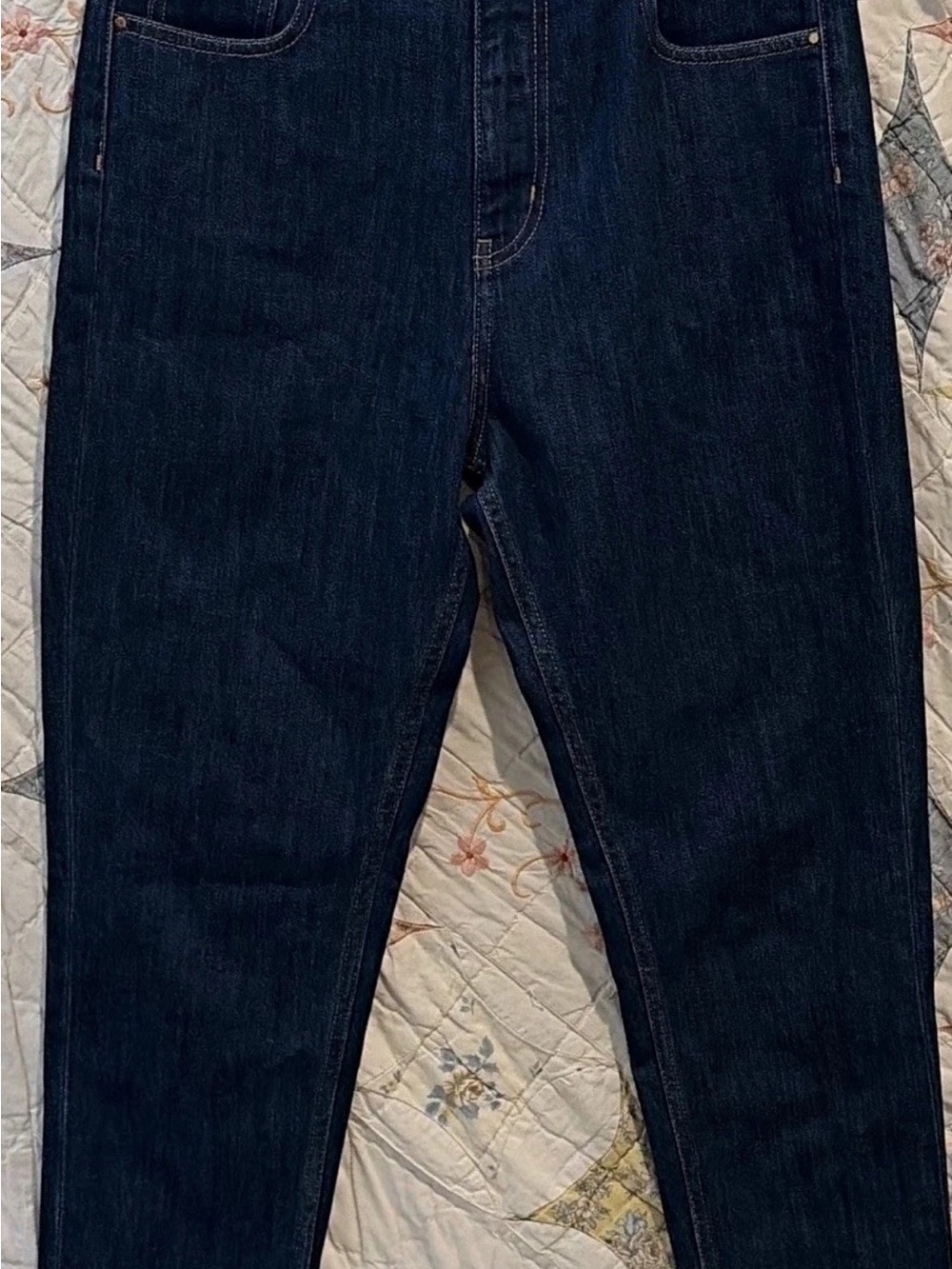 Sézane Women's High Rise Slim Dark Wash Blue Denim Jeans 5-Pocket Button Zip